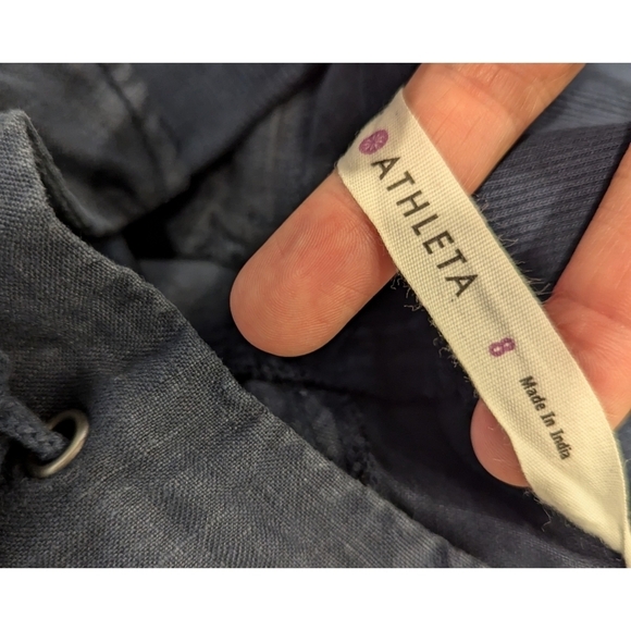 Athleta Linen Reverie Blue Drawstring Pants Size 8 - Picture 3 of 6